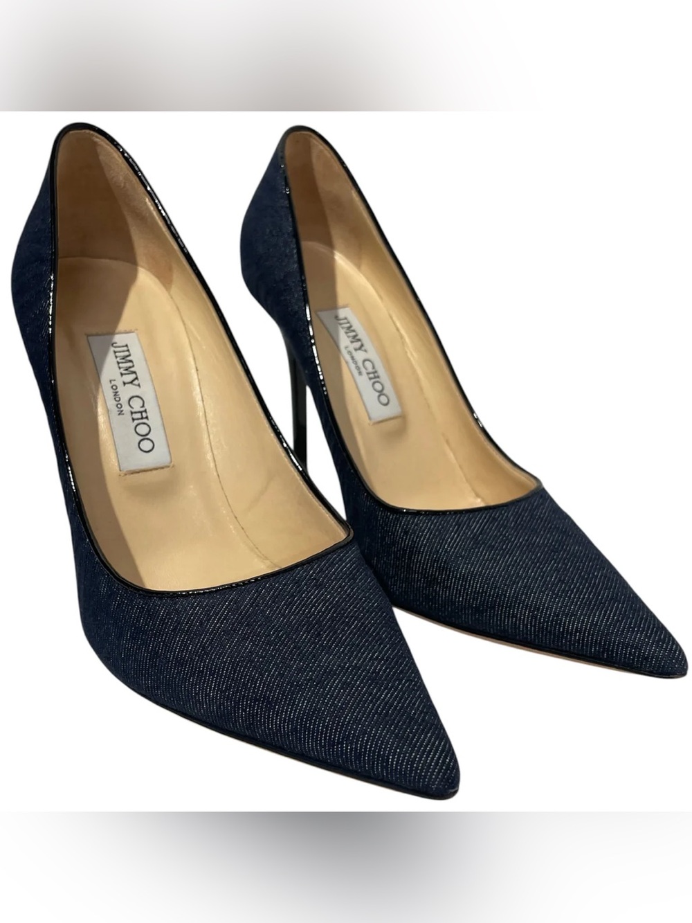 Jimmy Choo Dark Blue Denim Pointed Toe Stiletto Pumps